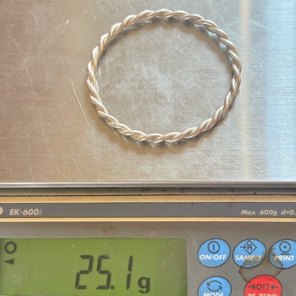 VTG Solid Sterling Silver 925 Twist Design Bangle Bracelet Size 7.5" Fit - Picture 10 of 10